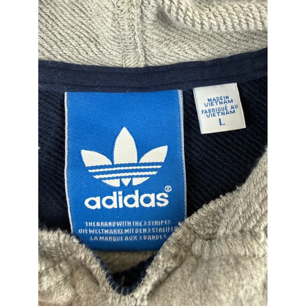 Athletic Streetwear Hoodie‎ Raglan Trefoil Navy Grey Large Adidas Originals